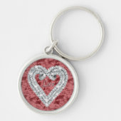 Red Round Love Diamond Heart Keychain (Voorkant)