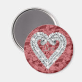 Red Round Love Diamond Heart Magnet (Voorkant / Achterkant)