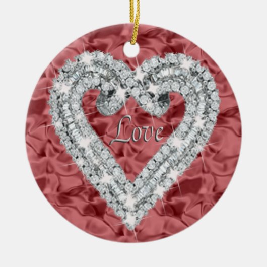 Red Round Love Diamond Heart Ornament (Voorkant)