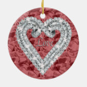 Red Round Love Diamond Heart Ornament (Achterkant)