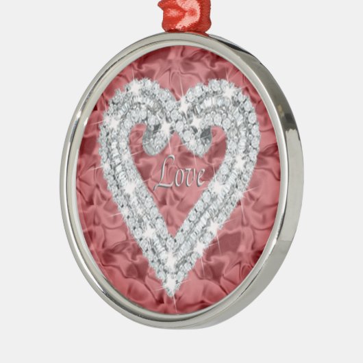 Red Round Love Diamond Heart Ornament (Links)