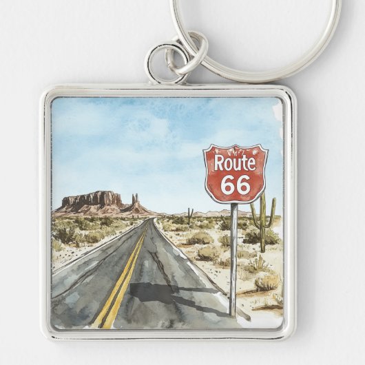 Red Route 66 Sign Sleutelhanger (Voorkant)