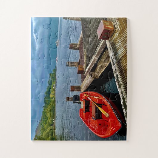 Red Rowboat at Glasgow Quiet Dock Legpuzzel (Verticaal)