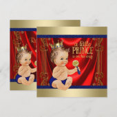 Red Royal Blue Gold Prince Baby shower Kaart (Voorkant / Achterkant)