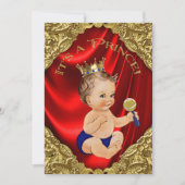 Red Royal Blue Gold Satin Prince Baby shower Kaart (Voorkant)