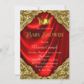 Red Royal Blue Gold Satin Prince Baby shower Kaart (Achterkant)