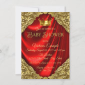 Red Royal Blue Gold Satin Prince Baby shower Kaart (Achterkant)