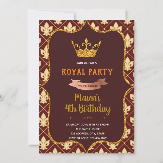 Red royal crown prinses Invitation Kaart (Voorkant)