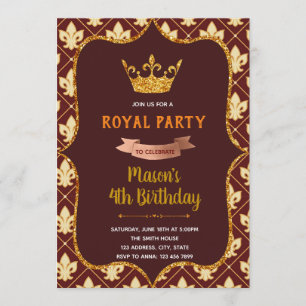 Red royal crown prinses Invitation Kaart