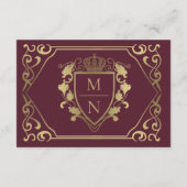 Red Royal Fantasy Monogram Huwelijk RSVP Informatiekaartje (Achterkant)
