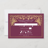 Red Royal Medieval Lion Wedding RSVP Kaartje (Voorkant)