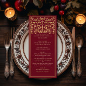 Red Royal Medieval Sword Wedding Flat Menu