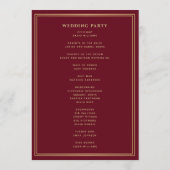 Red Royal Medieval Sword Wedding Programme Programmakaart (Achterkant)