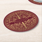 Red Royal Medieval Sword Wedding Ronde Kartonnen Onderzetter (Gebogen)