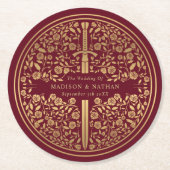 Red Royal Medieval Sword Wedding Ronde Kartonnen Onderzetter (Voorkant)