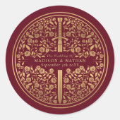 Red Royal Medieval Sword Wedding Ronde Sticker (Voorkant)