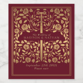 Red Royal Medieval Sword Wedding Wijn Etiket (Enkel label)