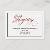 Red Royal Script Calligraphy Wedding Registry Kaar Informatiekaartje (Voorkant)