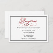 Red Royal Script Wedding Reception Kaart (Voorkant / Achterkant)