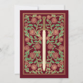 Red Royal Sword Floral middeleeuwse fantasie bruil Kaart (Achterkant)