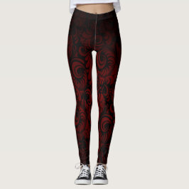Red Royale Swagger Leaf Print Leggings