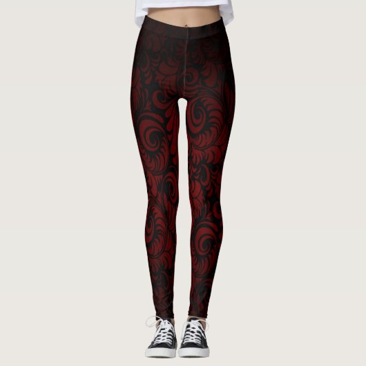 Red Royale Swagger Leaf Print Leggings (Voorkant)
