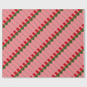 Red Roze Long Stem Rozen Flowers Valentijnsdag Cadeaupapier (Vlak)