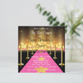 Red/roze tapijt Hollywood Sweet 16 Invite Kaart (Staand voorkant)