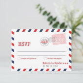 Red RSVP Postal Service Collectie Kaartje (Staand voorkant)