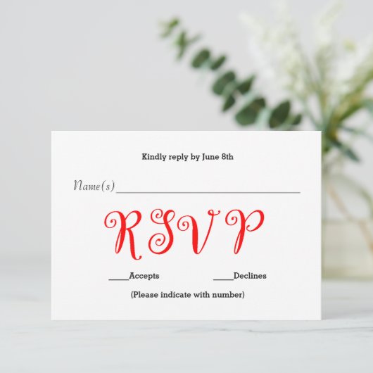 Red RSVP - Reactie op ontvangst kaart (Staand voorkant)