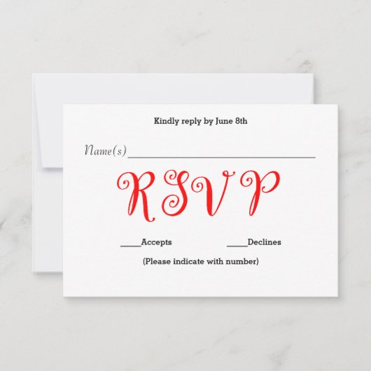 Red RSVP - Reactie op ontvangst kaart (Voorkant)