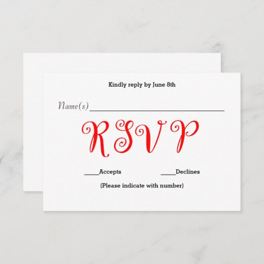 Red RSVP - Reactie op ontvangst kaart (Voorkant / Achterkant)