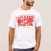 Red rubber stamp effect Welcome T-shirt (Voorkant)
