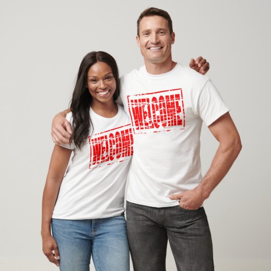 Red rubber stamp effect Welcome T-shirt (Unisex)