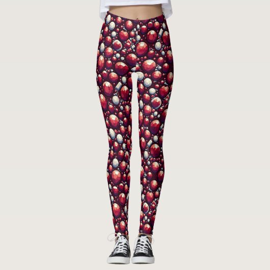 Red Rubies Silver & Diamond Pareltjes Leggings (Voorkant)