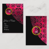 RED RUBY DAMASK MONOGRAM, fuchsia Visitekaartje (Voorkant / Achterkant)