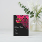 RED RUBY DAMASK MONOGRAM, fuchsia Visitekaartje (Staand voorkant)