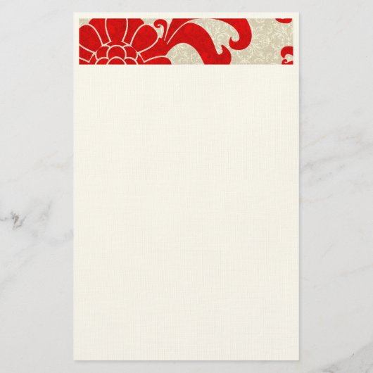 Red Ruby Damask  thema met naam Briefpapier (Achterkant)