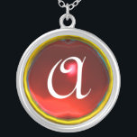 Red Ruby Gem Monogram Zilver Vergulden Ketting<br><div class="desc">Elegant en uniek ontwerp met edelsteen. Zeer nauwkeurige modellering en rendering van verpleegkundigen in 3D Studio Max door Bulgan Lumini.Part uit de serie Hyper Talismans.</div>