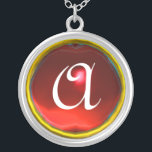 Red Ruby Gem Monogram Zilver Vergulden Ketting<br><div class="desc">Elegant en uniek ontwerp met edelsteen. Zeer nauwkeurige modellering en rendering van verpleegkundigen in 3D Studio Max door Bulgan Lumini.Part uit de serie Hyper Talismans.</div>