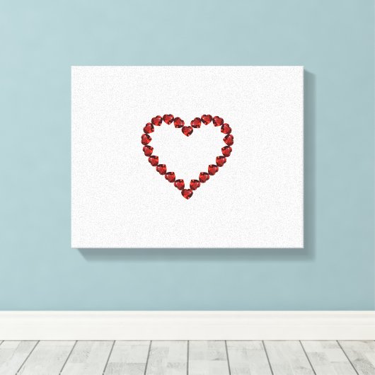 Red Ruby Gemstone Heart Canvas Afdruk (Insitu (Houten vloer))