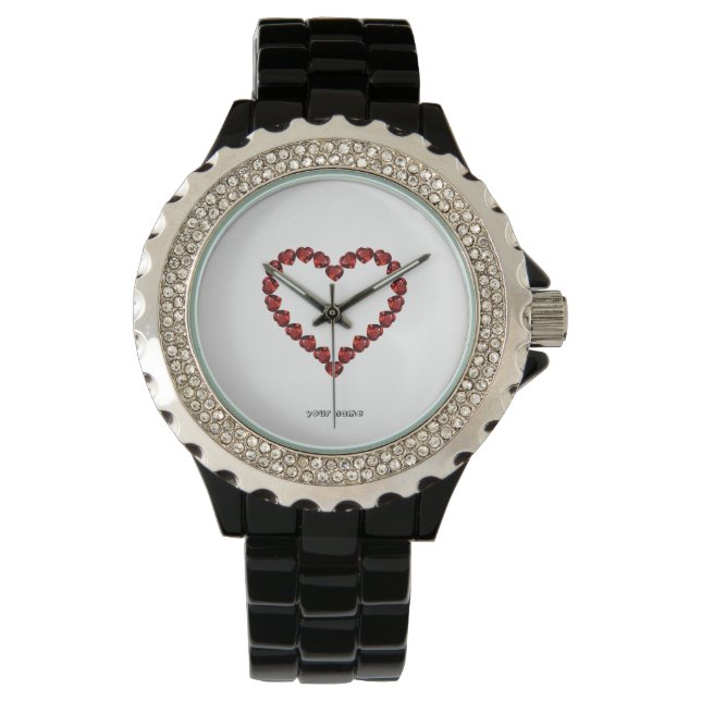 Red Ruby Gemstone Heart Horloge (Voorkant)