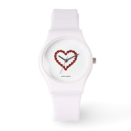 Red Ruby Gemstone Heart Horloge