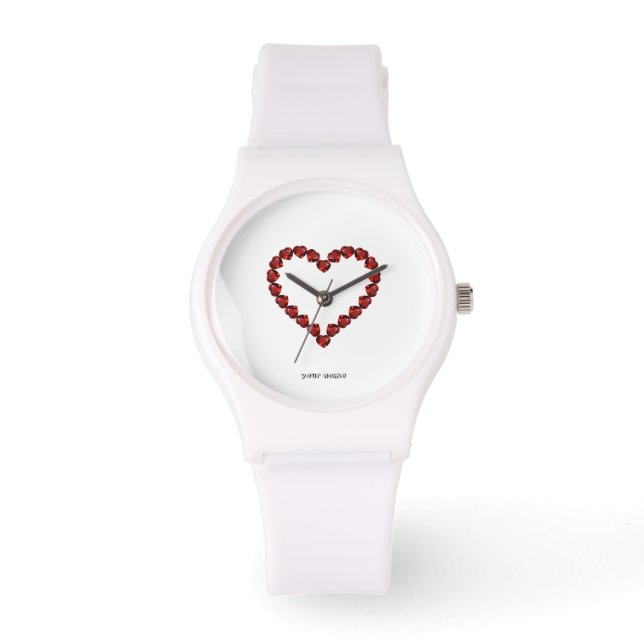 Red Ruby Gemstone Heart Horloge (Voorkant)