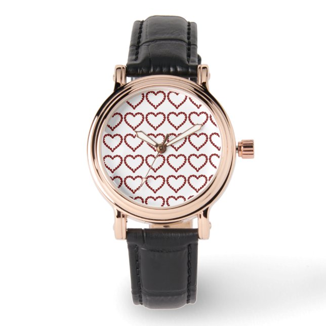 Red Ruby Gemstone Heart Horloge (Voorkant)