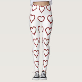Red Ruby Gemstone Heart Leggings