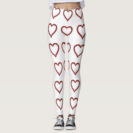 Red Ruby Gemstone Heart Leggings (Voorkant)