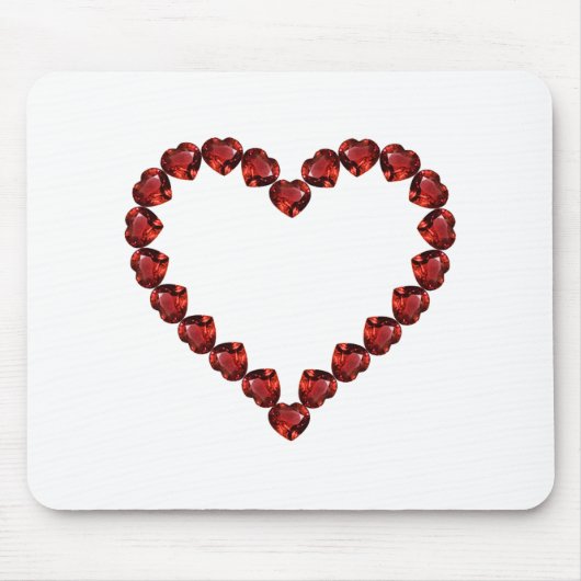 Red Ruby Gemstone Heart Muismat (Voorkant)