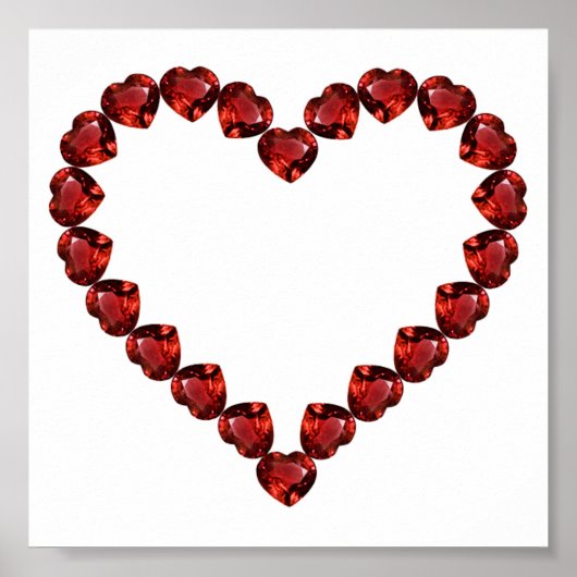 Red Ruby Gemstone Heart Poster (Voorkant)