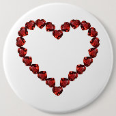 Red Ruby Gemstone Heart Ronde Button 6,0 Cm (Voorkant)